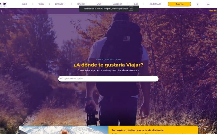 Clic Viajes — Desarrollo y Diseño Web por Carlos Viteri