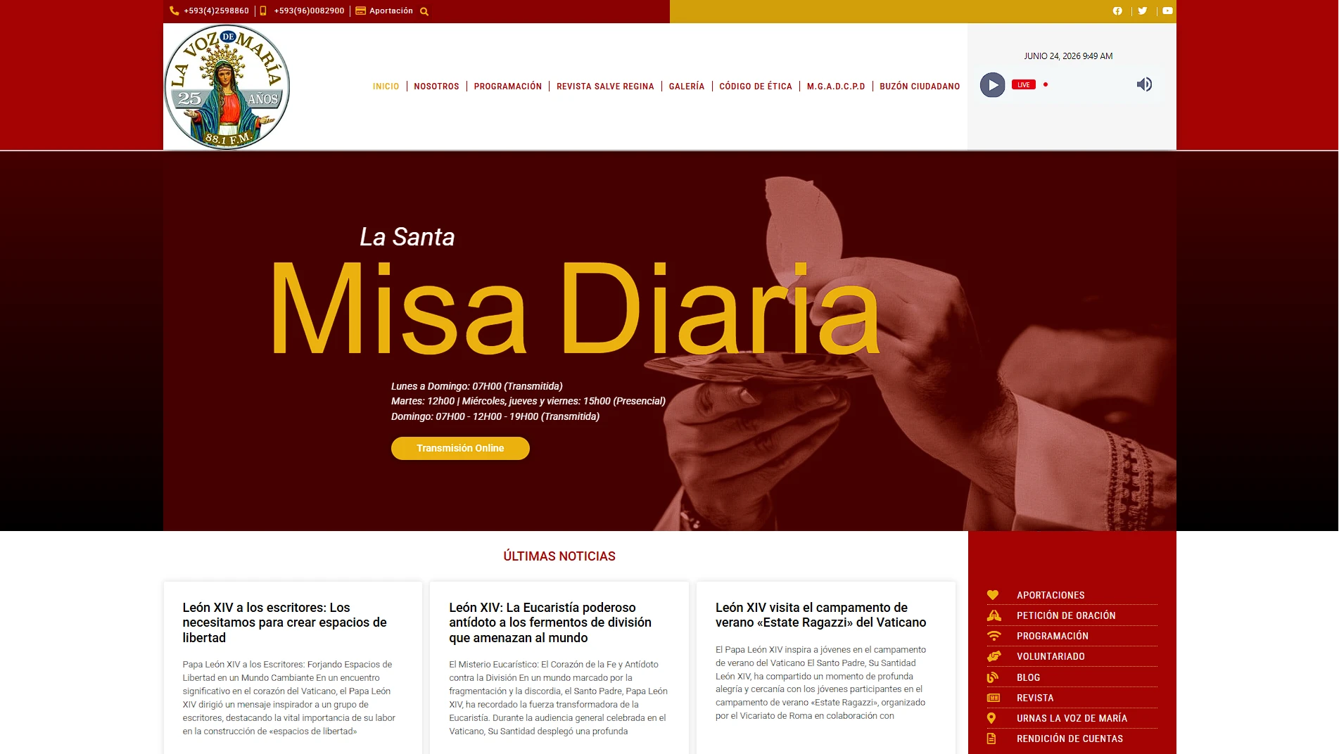 La Voz de María — Desarrollo y Diseño Web por Carlos Viteri
